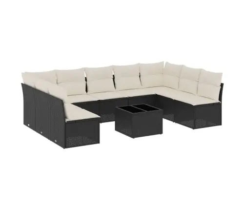 Sodo Komplektas Su Pagalvėlėmis, 10 Dalių, Juodas, Poliratanas