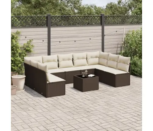 10-Osaline Aiadiivani Komplekt Patjadega, Pruun, Polürotang