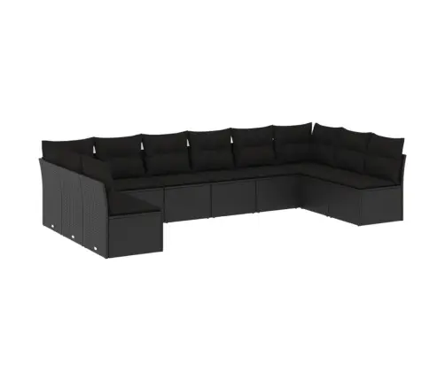 Sodo Komplektas Su Pagalvėlėmis, 10 Dalių, Juodas, Poliratanas