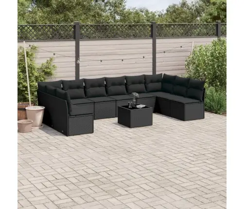 11-Daļīgs Dārza Dīvāna Komplekts, Matrači, Melna Pe Rotangpalma Vidaxl