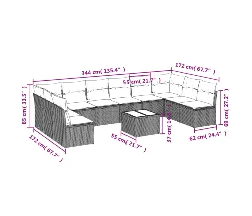 11-Osaline Aiadiivani Komplekt Patjadega, Hall, Polürotang