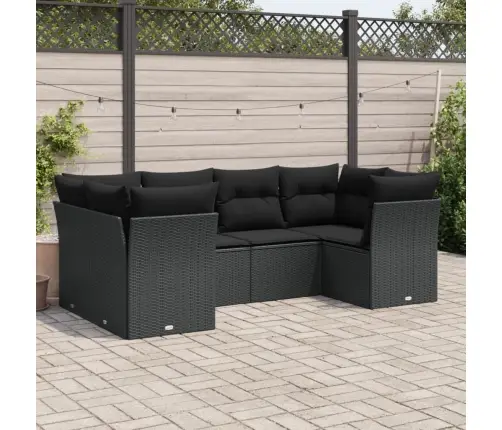 6-Daļīgs Dārza Dīvāna Komplekts, Matrači, Melna Pe Rotanpalma Vidaxl