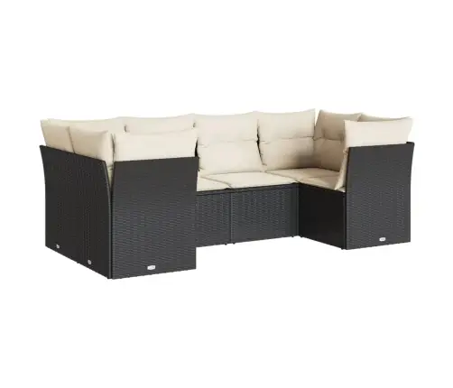 Sofos Komplektas Su Pagalvėlėmis, 6 Dalių, Juodas, Poliratanas