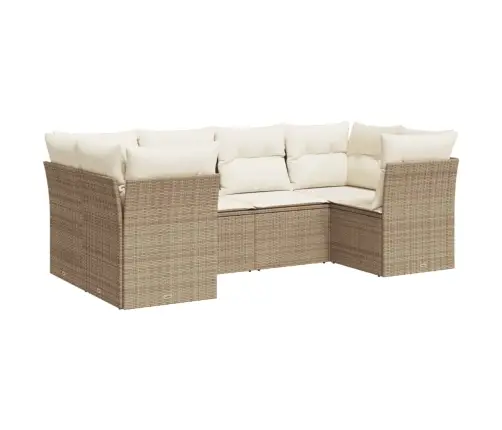 Sofos Komplektas Su Pagalvėlėmis, 6 Dalių, Smėlio, Poliratanas