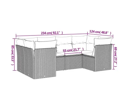 Sofos Komplektas Su Pagalvėlėmis, 6 Dalių, Smėlio, Poliratanas