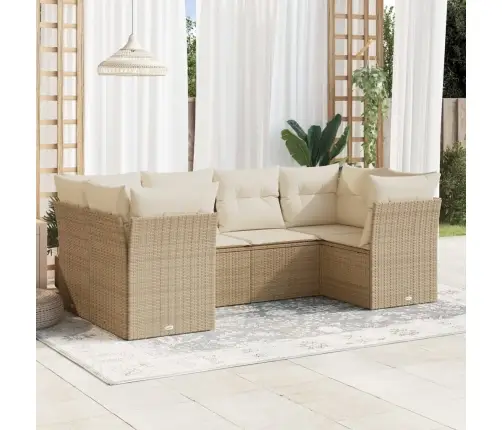 Sofos Komplektas Su Pagalvėlėmis, 6 Dalių, Smėlio, Poliratanas