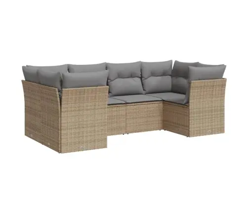 Sofos Komplektas Su Pagalvėlėmis, 6 Dalių, Smėlio, Poliratanas