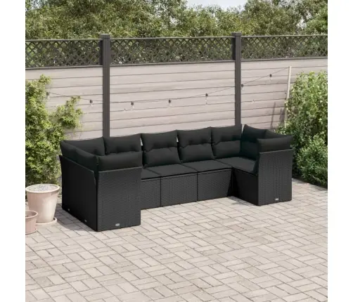 7-Daļīgs Dārza Dīvāna Komplekts Ar Matračiem, Melna Pe Vidaxl