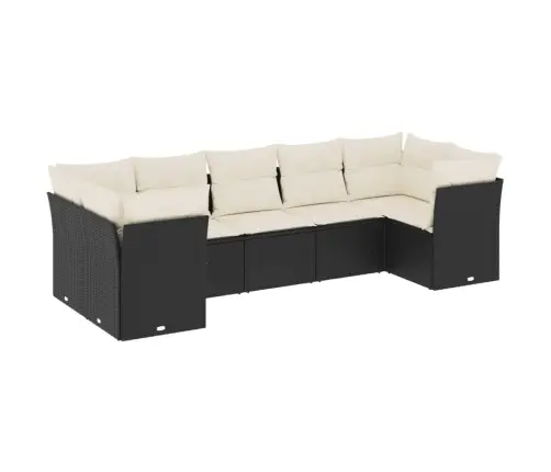 7-Daļīgs Dārza Dīvāna Komplekts Ar Matračiem, Melna Pe Vidaxl