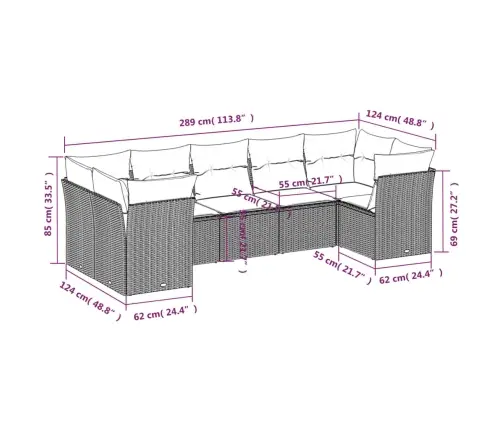 7-Daļīgs Dārza Dīvāna Komplekts Ar Matračiem, Melna Pe Vidaxl