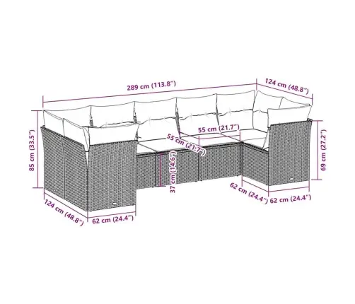 Sofos Komplektas Su Pagalvėlėmis, 7 Dalių, Pilkas, Poliratanas