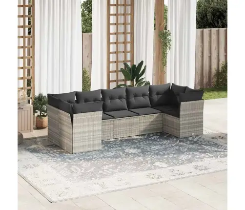 Sofos Komplektas Su Pagalvėlėmis, 7 Dalių, Pilkas, Poliratanas