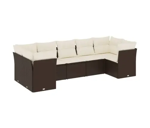 Sofos Komplektas Su Pagalvėlėmis, 7 Dalių, Rudas, Poliratanas