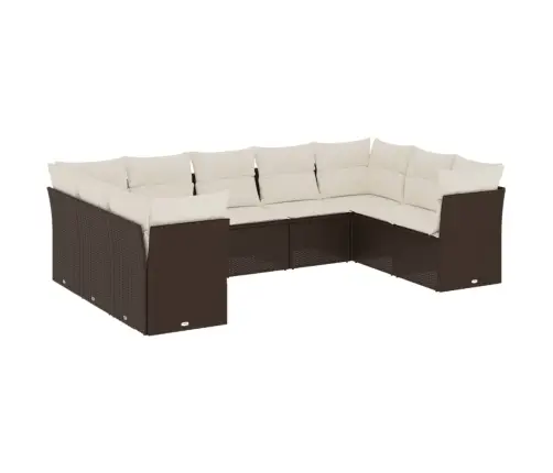 9-Daļīgs Dārza Dīvāna Komplekts, Matrači, Brūna Pe Rotangpalma Vidaxl