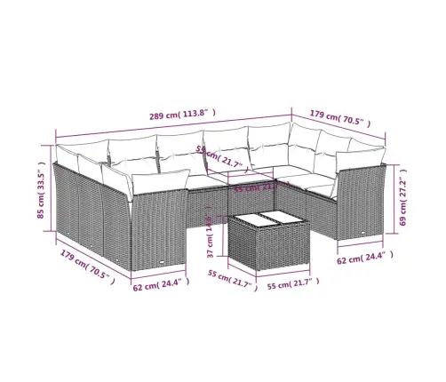 Sodo Komplektas Su Pagalvėlėmis, 10 Dalių, Juodas, Poliratanas