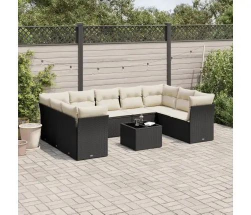 Sodo Komplektas Su Pagalvėlėmis, 10 Dalių, Juodas, Poliratanas