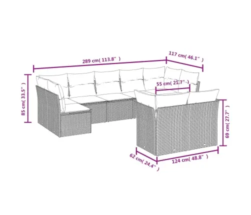9-Osaline Aiadiivani Komplekt Patjadega, Pruun, Polürotang