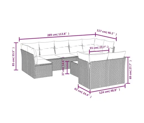 10-Osaline Aiadiivani Komplekt Patjadega, Hall, Polürotang