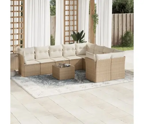 10-Osaline Aiadiivani Komplekt Patjadega, Beež, Polürotang