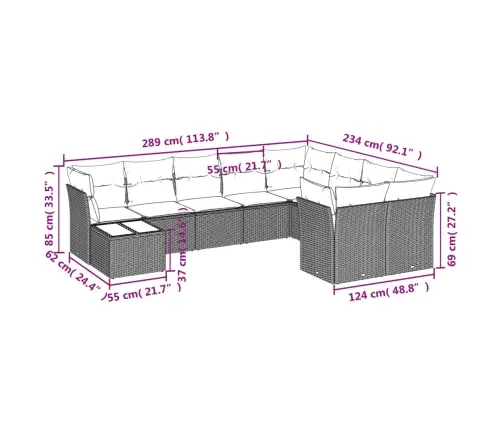 10-Osaline Aiadiivani Komplekt Patjadega, Must, Polürotang