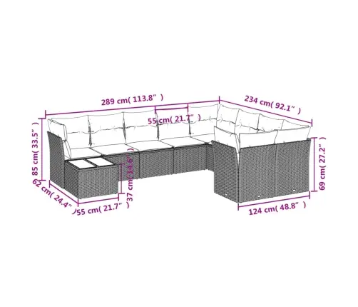 10-Osaline Aiadiivani Komplekt Patjadega, Must, Polürotang