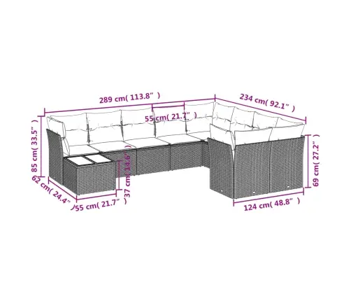 Sofos Komplektas Su Pagalvėlėmis, 10 Dalių, Smėlio, Poliratanas