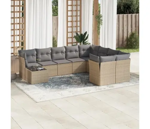 10-Osaline Aiadiivani Komplekt Patjadega, Beež, Polürotang