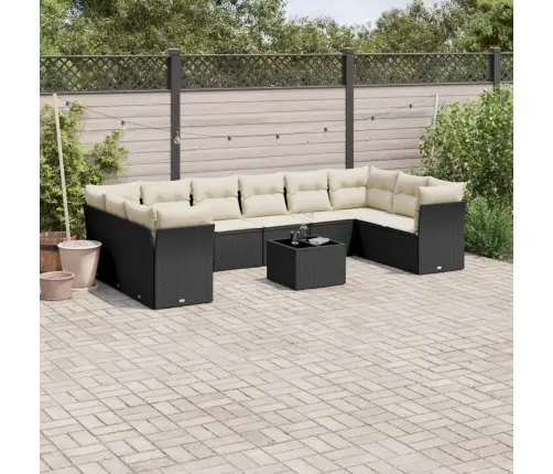 11-Daļīgs Dārza Dīvāna Komplekts, Matrači, Melna Pe Rotangpalma Vidaxl