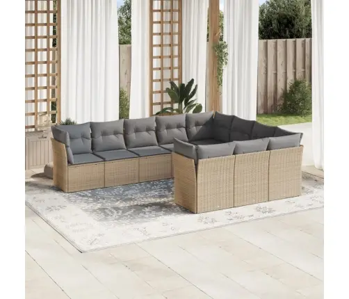 10-Osaline Aiadiivani Komplekt Patjadega, Beež, Polürotang