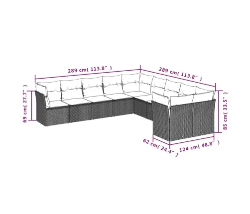 10-Daļīgs Dārza Dīvāna Komplekts, Matrači, Bēša Pe Rotangpalma Vidaxl