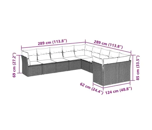 10-Daļīgs Dārza Dīvāna Komplekts Ar Matračiem, Pelēka Pe Pinums Vidaxl