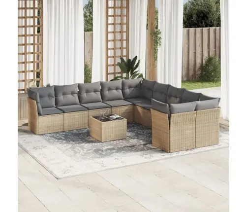 11-Osaline Aiadiivani Komplekt Patjadega, Beež, Polürotang