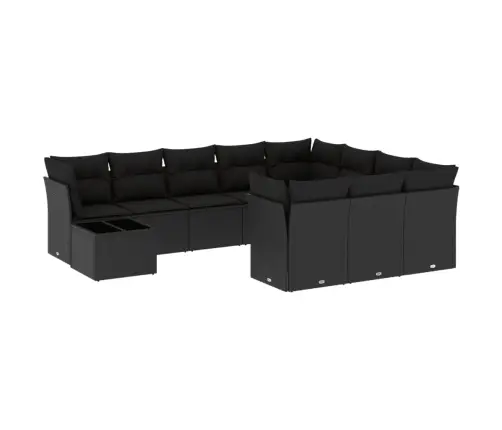 11-Daļīgs Dārza Dīvāna Komplekts, Matrači, Melna Pe Rotangpalma Vidaxl