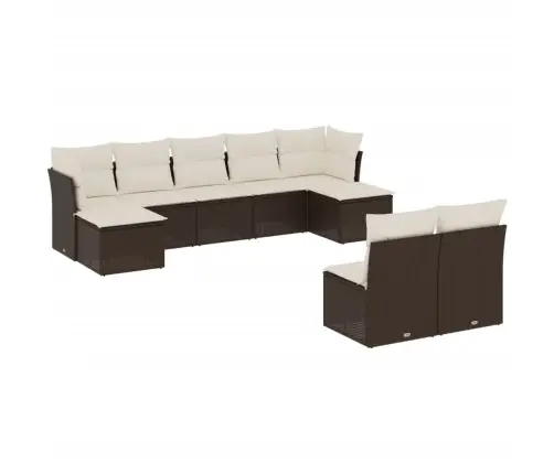 9-Daļīgs Dārza Dīvāna Komplekts, Matrači, Brūna Pe Rotangpalma Vidaxl