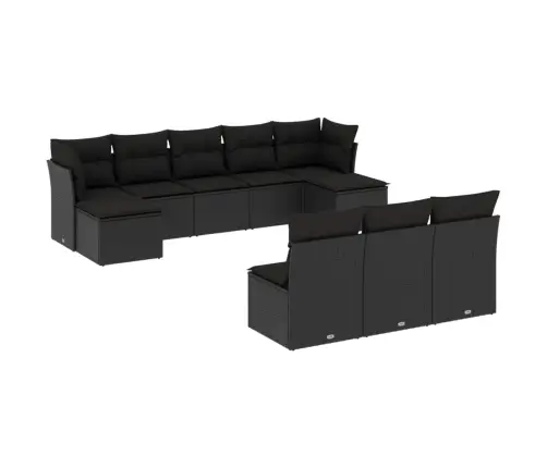 Sodo Komplektas Su Pagalvėlėmis, 10 Dalių, Juodas, Poliratanas