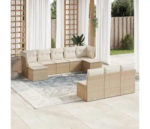 10-Osaline Aiadiivani Komplekt Patjadega, Beež, Polürotang