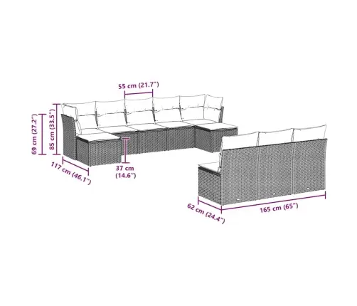 10-Osaline Aiadiivani Komplekt Patjadega, Helehall, Polürotang