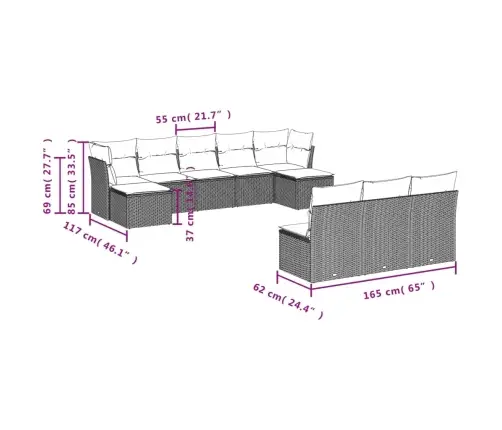 Sodo Komplektas Su Pagalvėlėmis, 10 Dalių, Rudas, Poliratanas