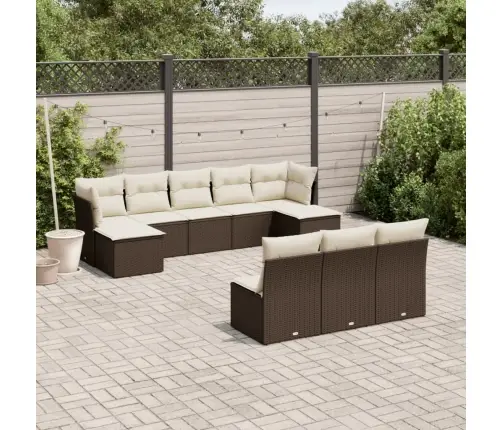 Sodo Komplektas Su Pagalvėlėmis, 10 Dalių, Rudas, Poliratanas