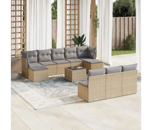 11-Osaline Aiadiivani Komplekt Patjadega, Beež, Polürotang