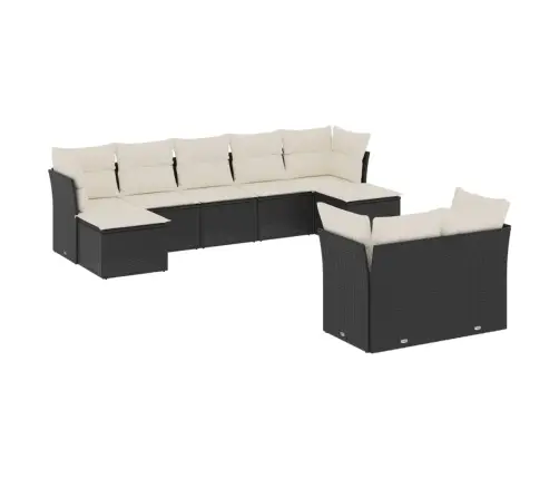 9-Daļīgs Dārza Dīvāna Komplekts, Matrači, Melna Pe Rotangpalma Vidaxl