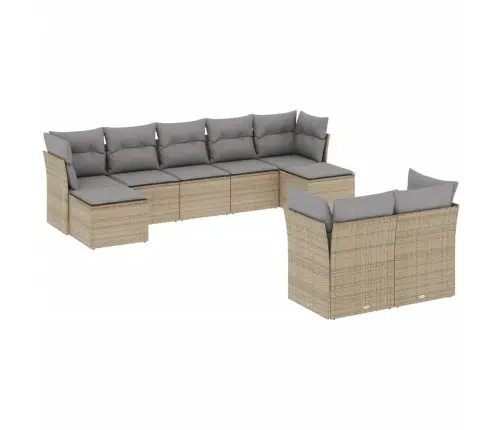 Sodo Komplektas Su Pagalvėlėmis, 9 Dalių, Smėlio, Poliratanas