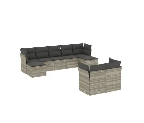 Sofos Komplektas Su Pagalvėlėmis, 9 Dalių, Pilkas, Poliratanas