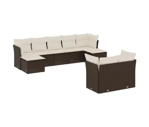 9-Daļīgs Dārza Dīvāna Komplekts, Matrači, Brūna Pe Rotangpalma Vidaxl