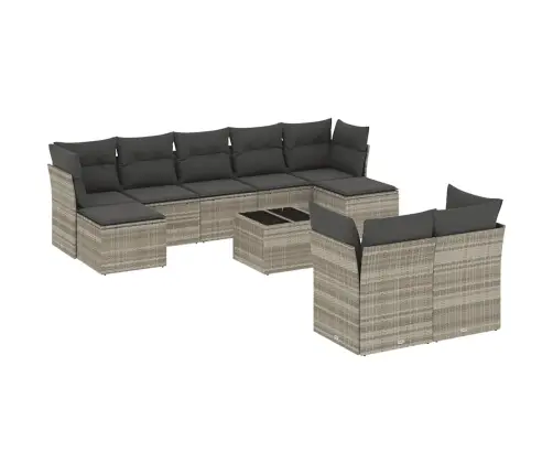 Sodo Komplektas Su Pagalvėlėmis, 10 Dalių, Pilkas, Poliratanas