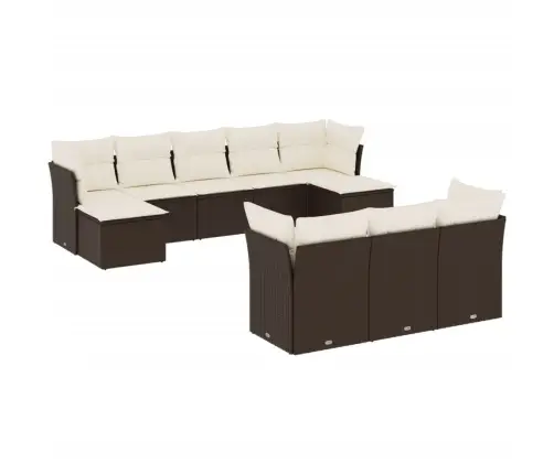 Sodo Komplektas Su Pagalvėlėmis, 10 Dalių, Rudas, Poliratanas