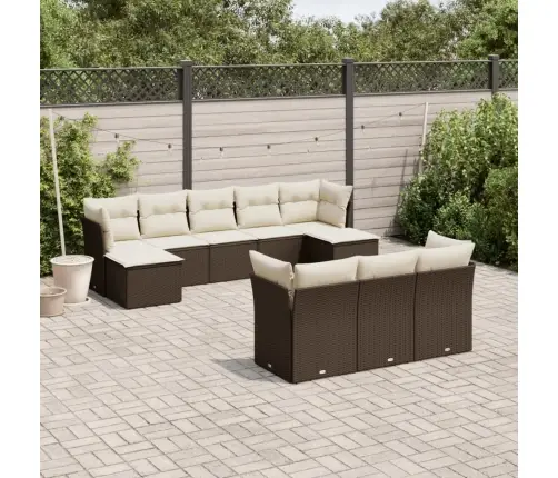 Sodo Komplektas Su Pagalvėlėmis, 10 Dalių, Rudas, Poliratanas