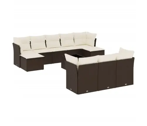 11-Daļīgs Dārza Dīvāna Komplekts, Matrači, Brūna Pe Rotangpalma Vidaxl