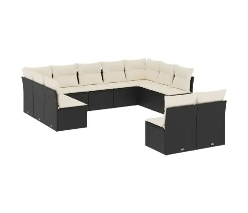 Sodo Komplektas Su Pagalvėlėmis, 11 Dalių, Juodas, Poliratanas