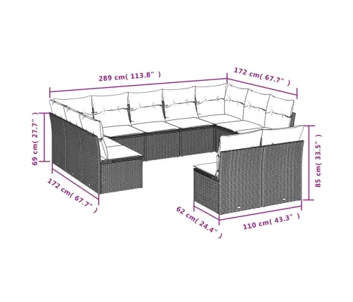 11-Osaline Aiadiivani Komplekt Patjadega, Beež, Polürotang